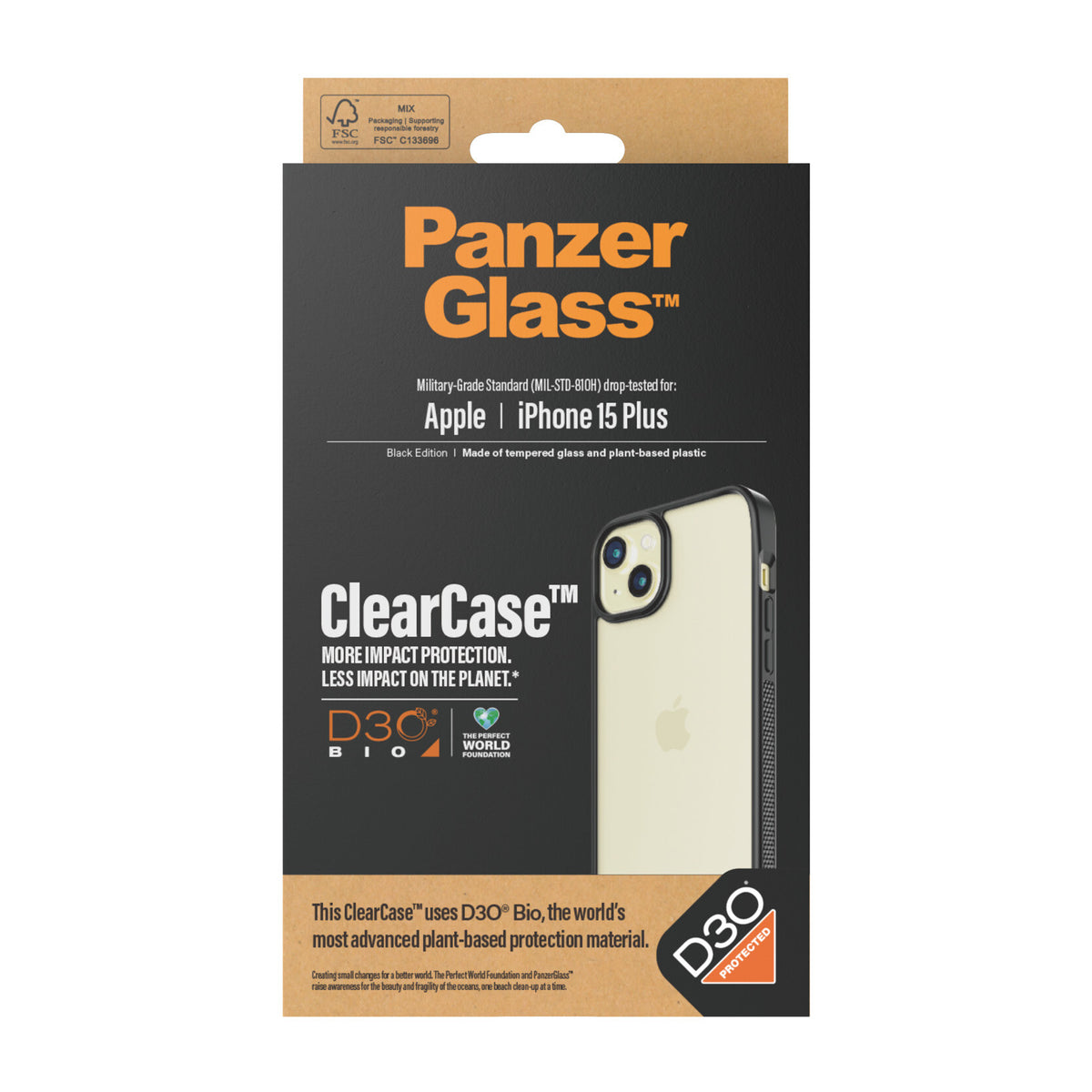 PanzerGlass ® ClearCase with D3O for iPhone 15 Plus in Black