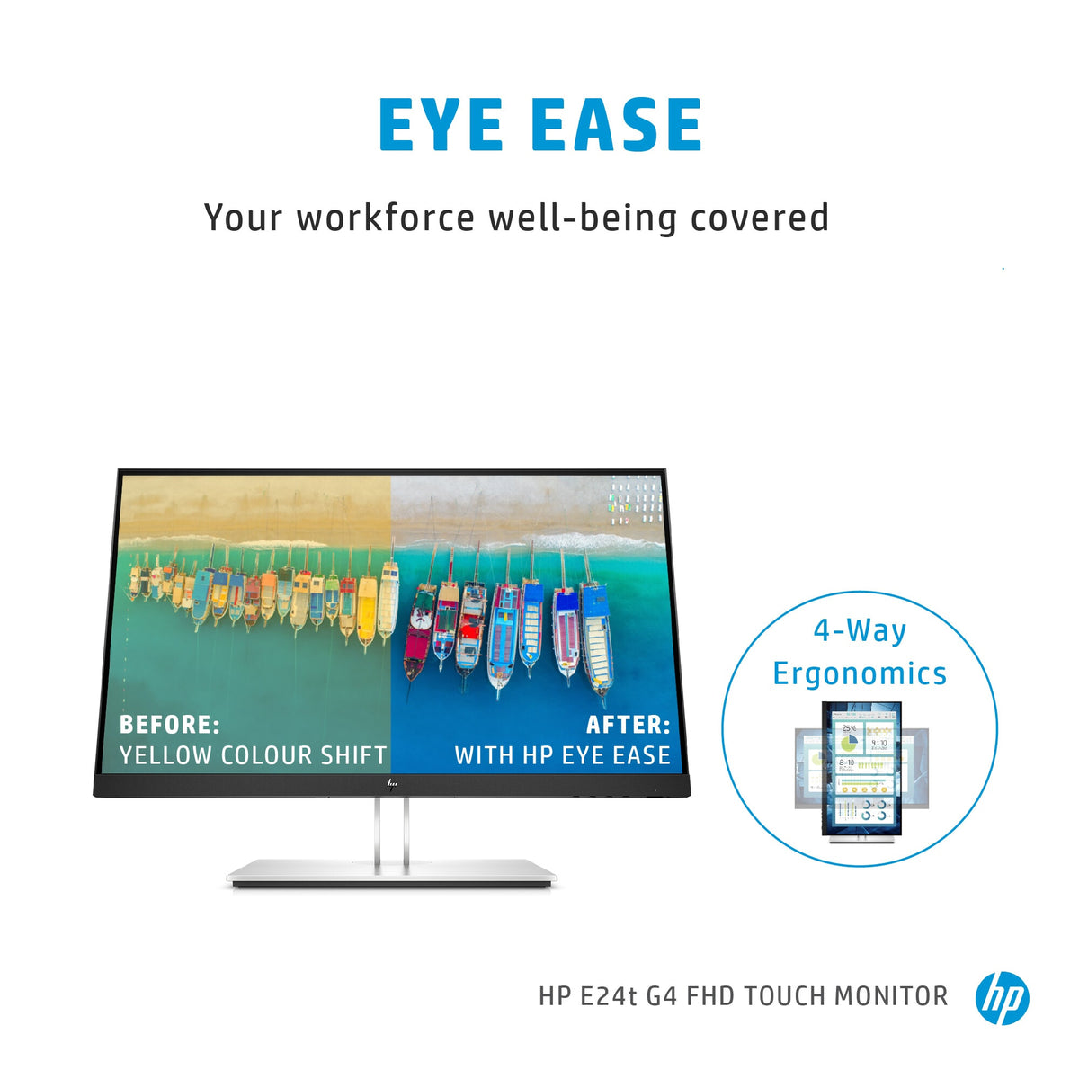 HP E24T G4 - 60.5 cm (23.8&quot;) 1920 x 1080p Full HD LED Touchscreen Monitor