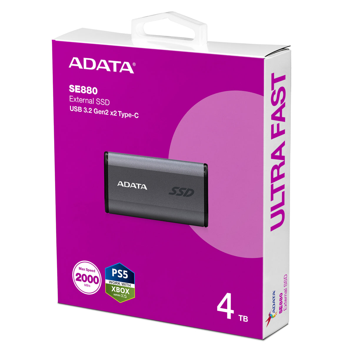 ADATA Elite SE880 - USB-C External SSD in Grey - 4 TB