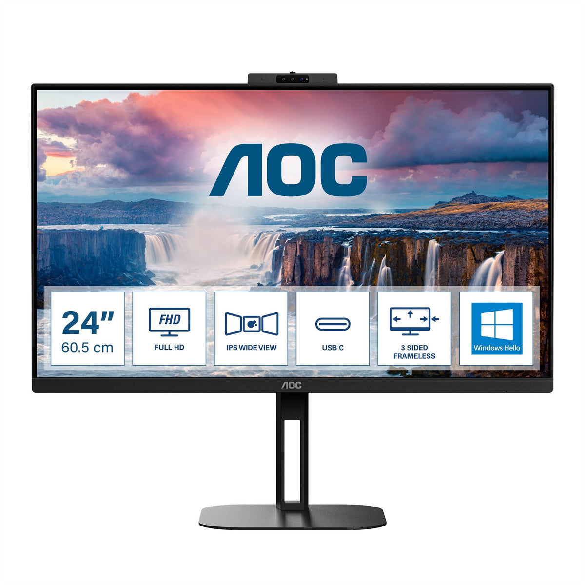 AOC V5 24V5CW 60.5 cm (23.8&quot;) 1920 x 1080 pixels Full HD LED Black Monitor