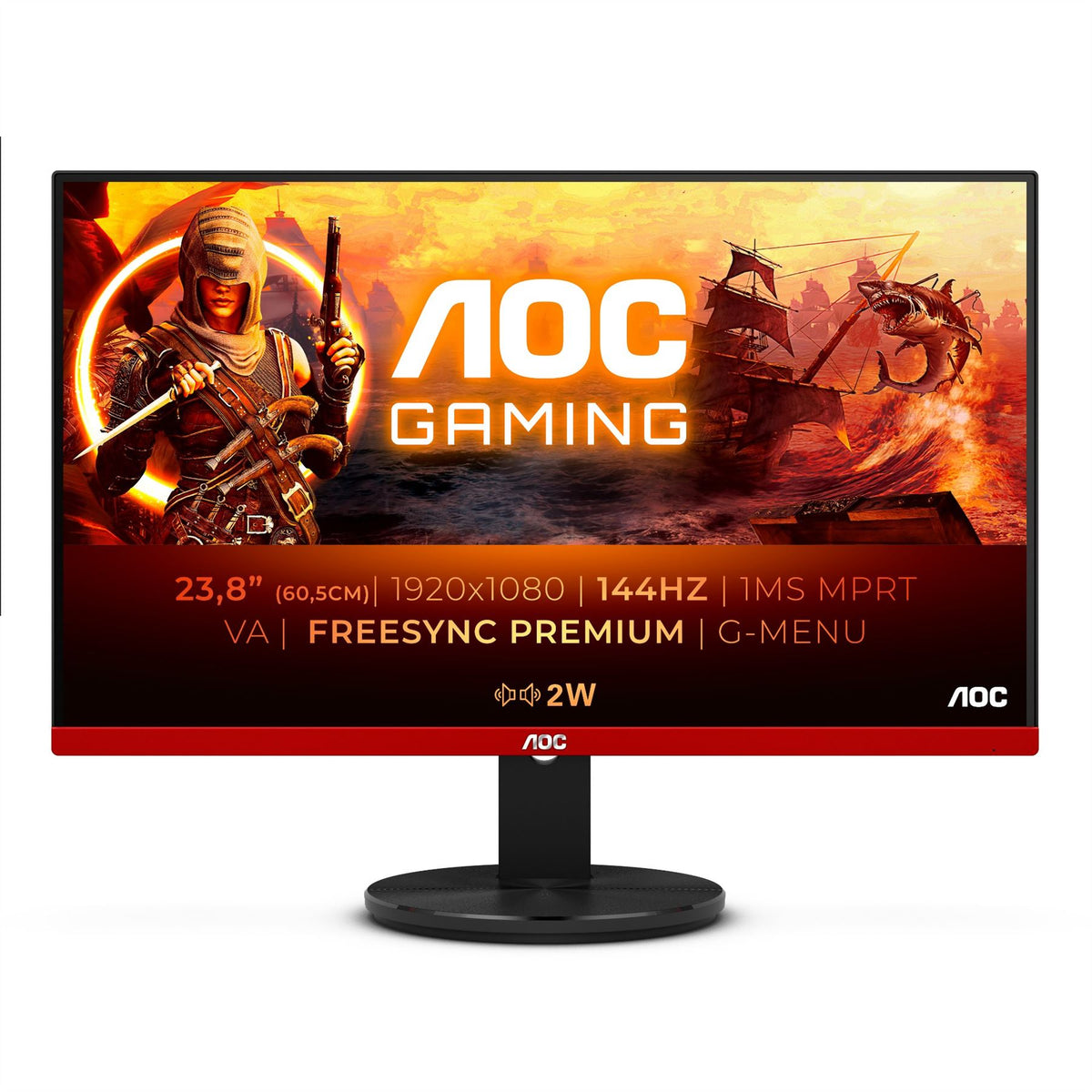 AOC 90 Series G2490VXA LED display 60.5 cm (23.8&quot;) 1920 x 1080 pixels Full HD Black, Red Monitor