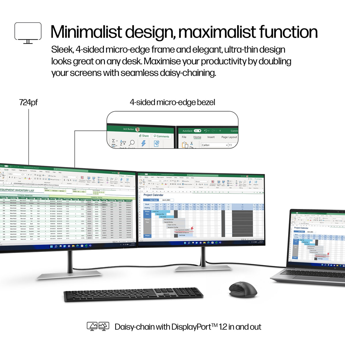 HP Series 7 Pro 724PF - 60.5 cm (23.8&quot;) - 1920 x 1080 pixels Full HD Monitor