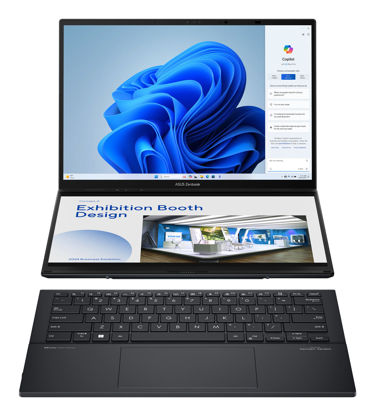 ASUS Zenbook Duo Hybrid (2-in-1) - 35.6 cm (14&quot;) - Touchscreen - Intel Core Ultra 9 185H - 32 GB LPDDR5x-SDRAM - 2 TB SSD - Wi-Fi 6E - Windows 11 Home - Grey