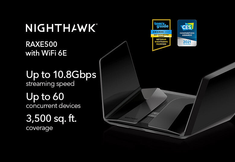 NETGEAR Nighthawk RAXE500 - Gigabit Ethernet Tri-band (2.4 GHz / 5 GHz / 6 GHz) wireless router in Black