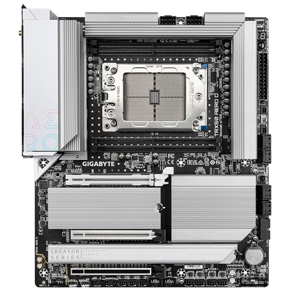 Gigabyte TRX50 AERO D Motherboard - up to 7800MHz DDR5 - 4xPCIe 4.0 M.2 - Wi-Fi 7 - USB 3.2 Gen 2