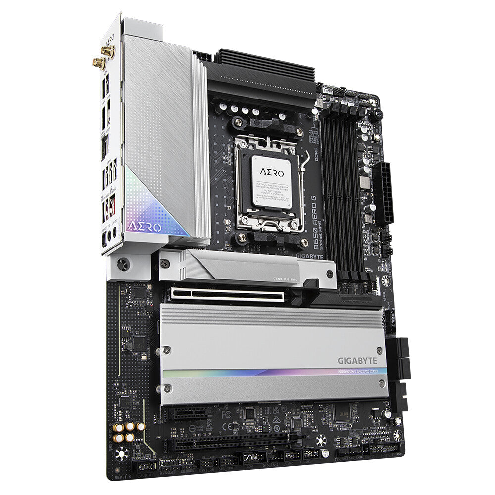 Gigabyte B650 AERO G Motherboard -  up to 8000MHz DDR5 (OC) - 1xPCIe 5.0 + 2xPCIe 4.0 M.2 - Wi-Fi 6E - USB 3.2 Gen 2