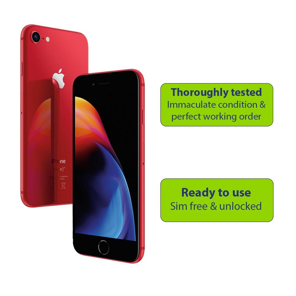 Apple iPhone 8 - Refurbished - Single SIM - (Product) RED - 64GB