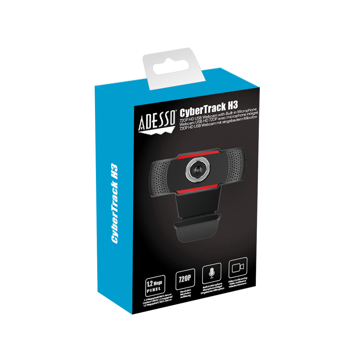 Adesso CyberTrack H3 - 1.3 MP 1280 x 720p USB 2.0 webcam in Black / Red