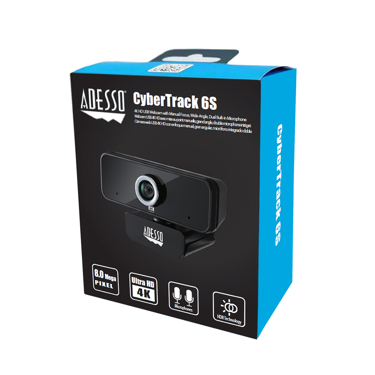 Adesso CyberTrack 6S - 8 MP 3840 x 2160p USB 2.0 webcam in Black