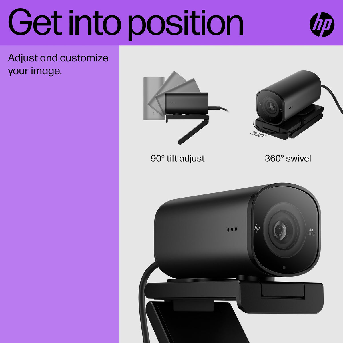 HP 965 4K Streaming - 8MP 3840 x 2160p webcam