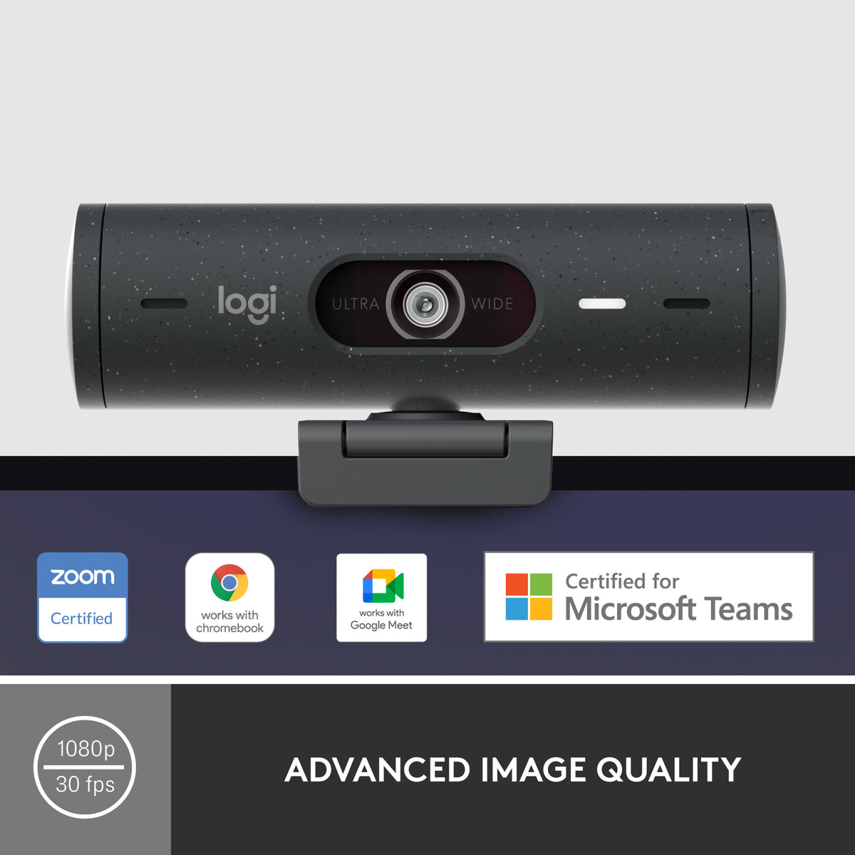 Logitech Brio 500 - 4MP 1920 x 1080p USB webcam in Black