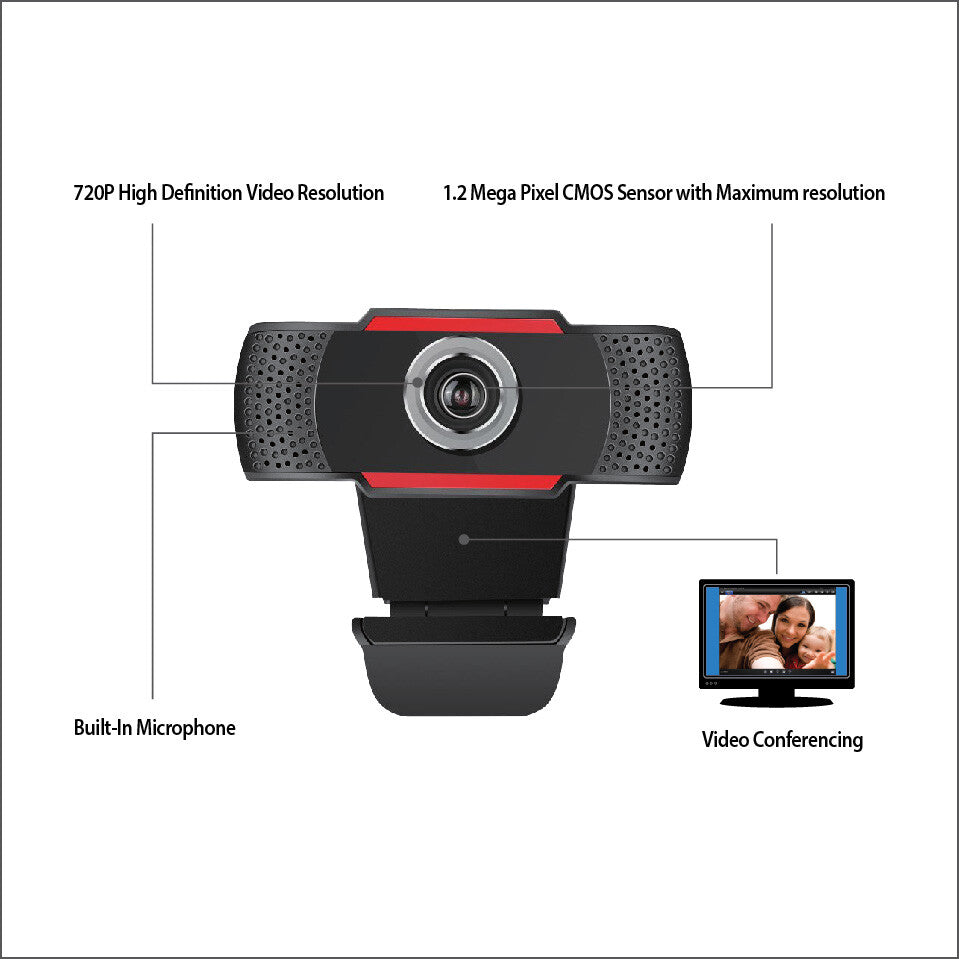 Adesso CyberTrack H3 - 1.3 MP 1280 x 720p USB 2.0 webcam in Black / Red