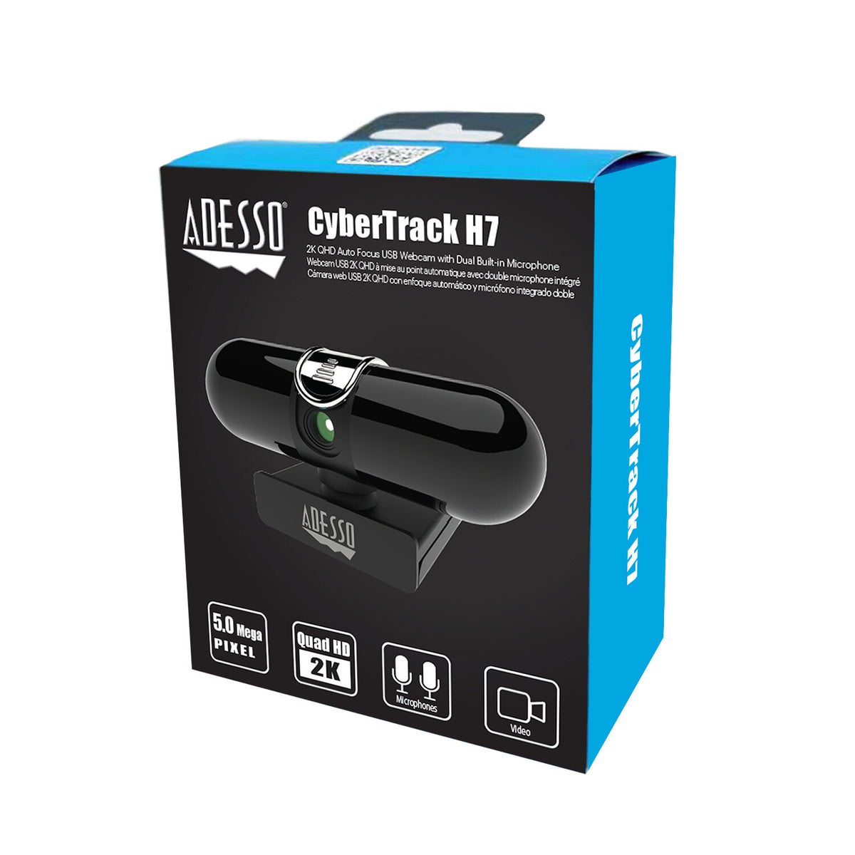 Adesso CyberTrack H7 - 4 MP 2560 x 1440p USB 2.0 webcam in Black