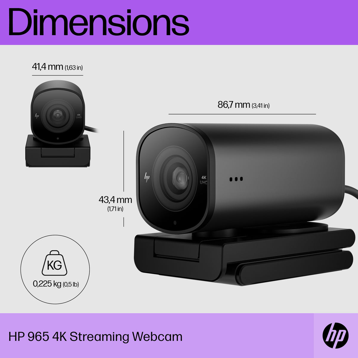 HP 965 4K Streaming - 8MP 3840 x 2160p webcam