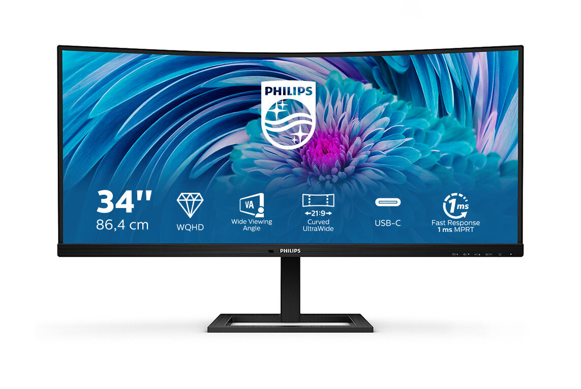 Philips E Line 346E2CUAE/00 computer monitor 86.4 cm (34&quot;) 3440 x 1440 pixels Wide Quad HD+ LCD Black