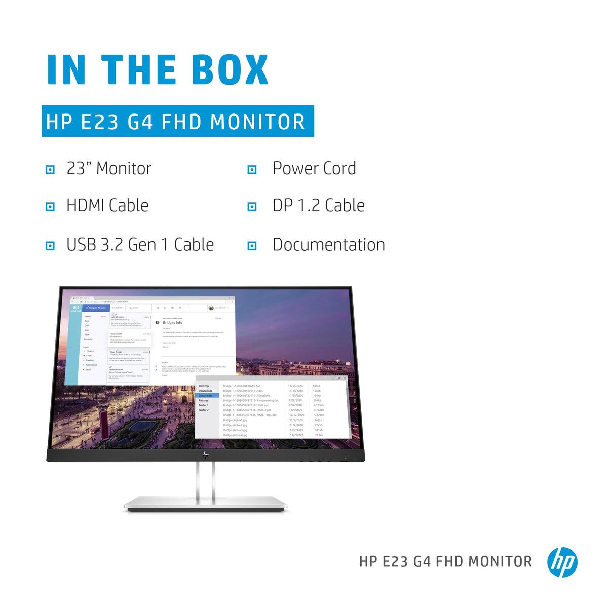 HP E-Series E23 G4 computer monitor 58.4 cm (23&quot;) 1920 x 1080 pixels Full HD LCD Black, Silver