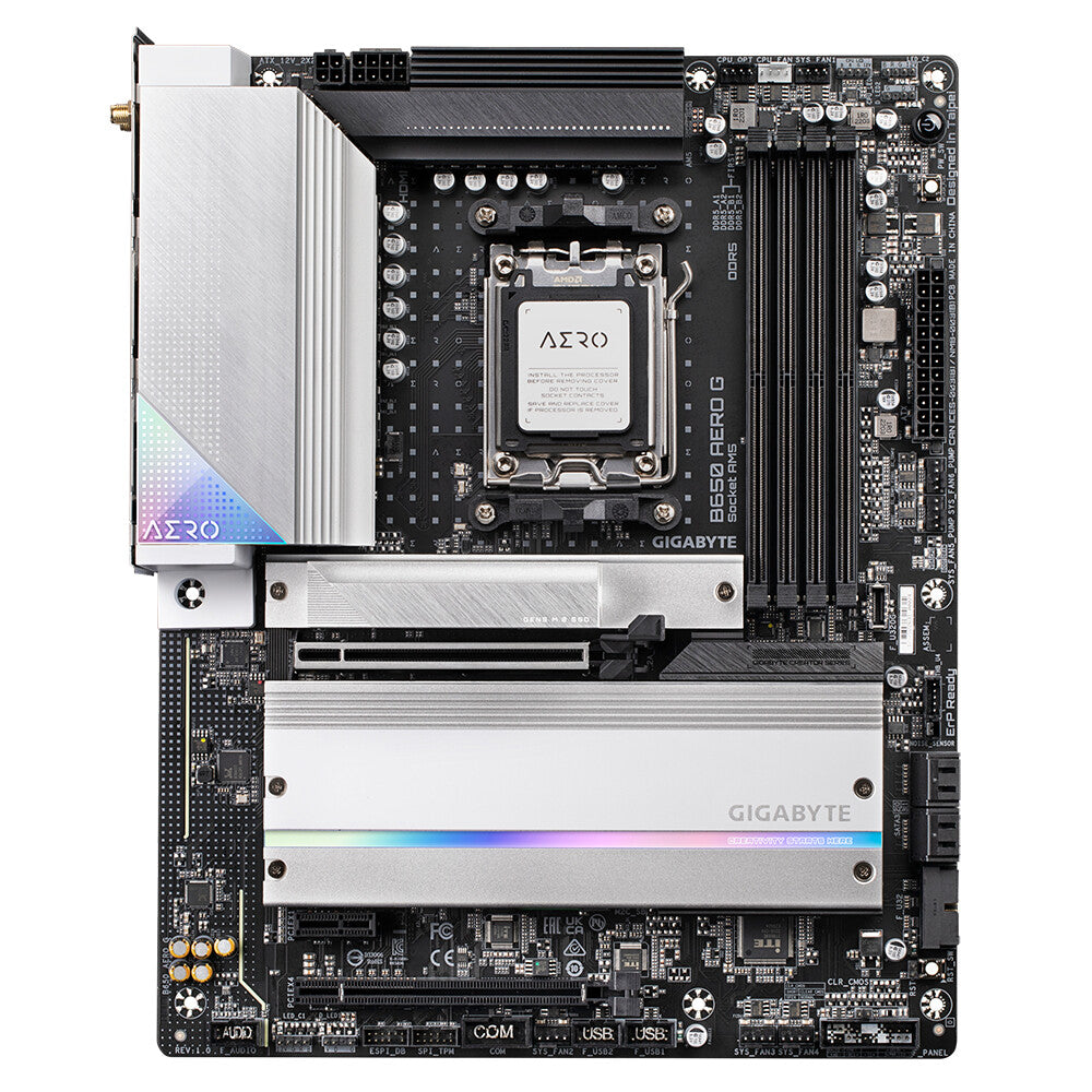 Gigabyte B650 AERO G Motherboard -  up to 8000MHz DDR5 (OC) - 1xPCIe 5.0 + 2xPCIe 4.0 M.2 - Wi-Fi 6E - USB 3.2 Gen 2